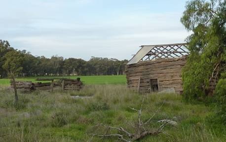 View of site from north-west, with the former dwelling at left