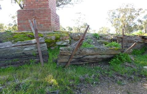 Section of the timber retaining wall.