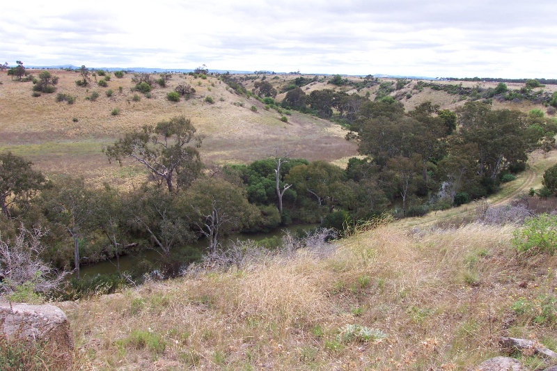 Looking down to the Werribee River from the top of the escarpment