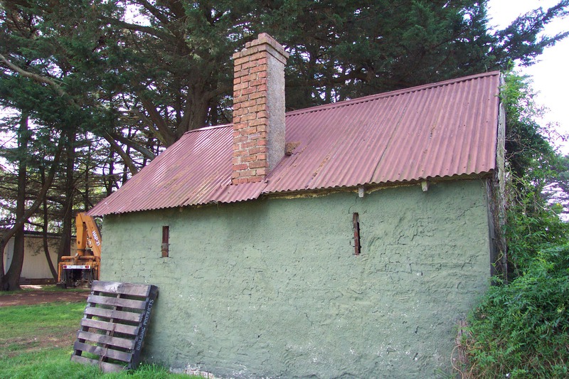 Rendered brick outbuilding