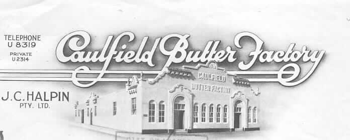 A 1935 advertisement for the Caulfield Butter Factory