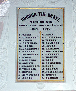 Beechworth Methodist Church Honour Roll (First World War)