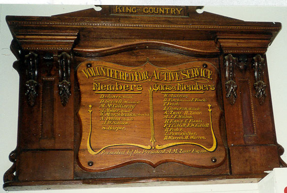 Beechworth Bowls Club Honour Roll (First World War)