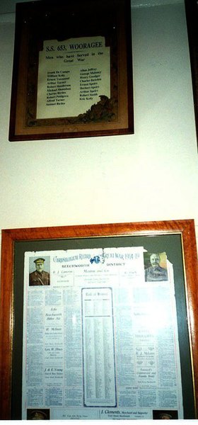 Wooragee State School Honour Roll (First World War)