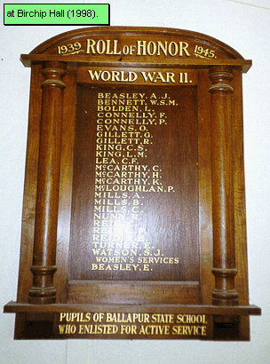 Ballapur State School Honour Roll (Second World War) (Part B)