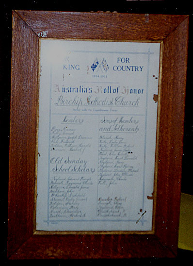 Birchip Methodist Church Honour Roll (First World War)