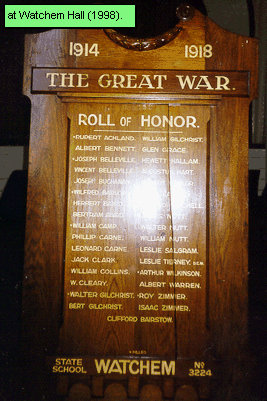 Watchem State School Honour Roll (First World War)