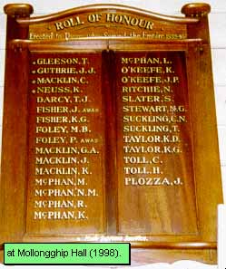 Mollongghip Hall Honour Roll (Second World War)