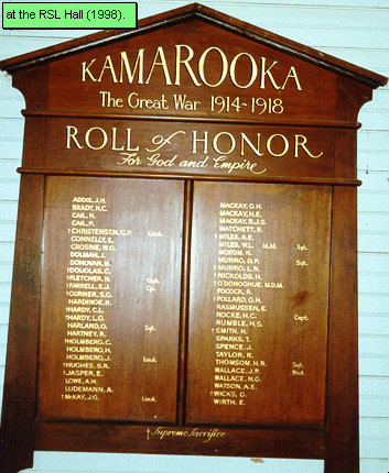 Kamarooka Honour Roll (First World War)