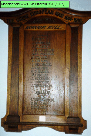Macclesfield Honour Roll (First World War)