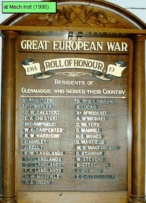 Glenmaggie Honour Roll (First World War)
