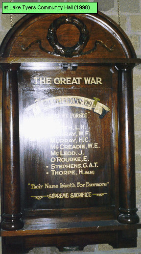 Lake Tyers Honour Roll (First World War)