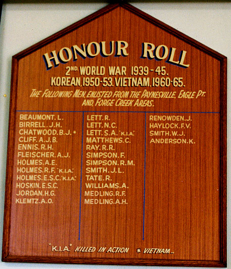 Paynesville RSL Honour Roll