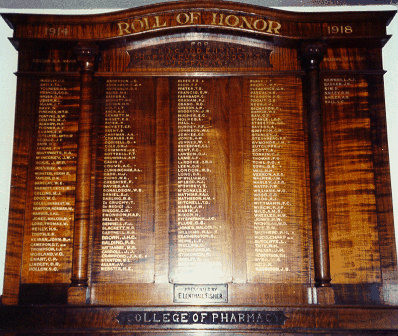 Pharmacy College Honour Roll (Melbourne) (First World War) (Part A)