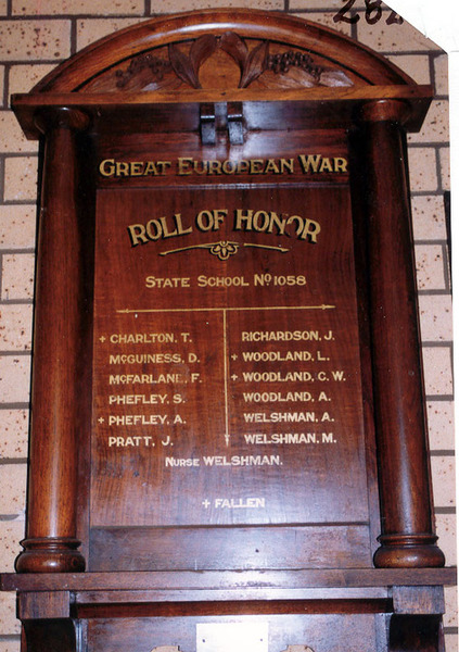 Wodonga West State School Honour Roll (First World War)
