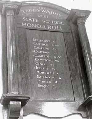 Teddywaddy West State School Honour Roll (First World War)