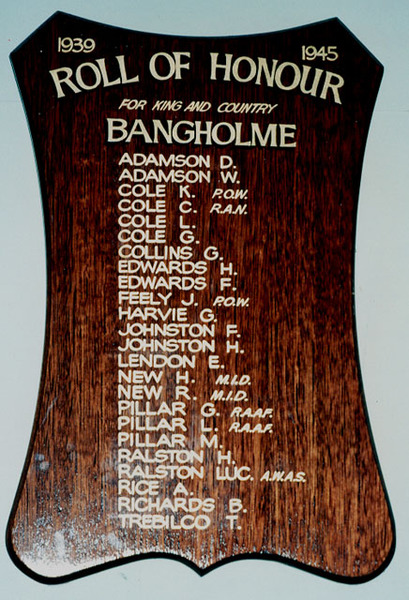 Bangholme Honour Roll (Second World War)
