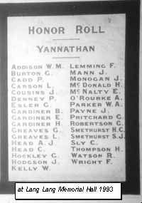 Yannathan Honour Roll (First World War)