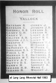 Yallock Honour Roll (First World War)