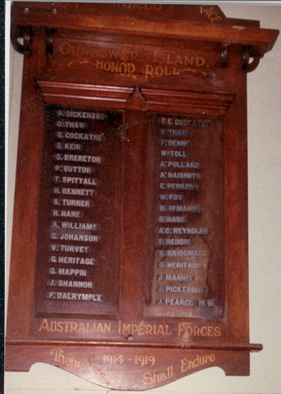 Gunbower Island State School Honour Roll (First World War)