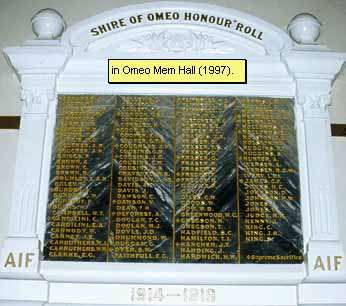 Omeo District Honour Roll (First World War) (Part A)