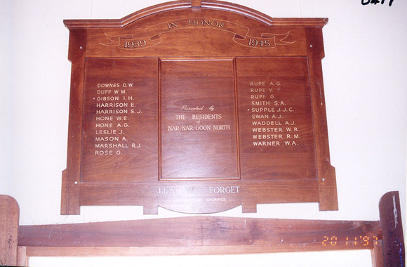 Nar Nar Goon North Area Honour Roll (Second World War)