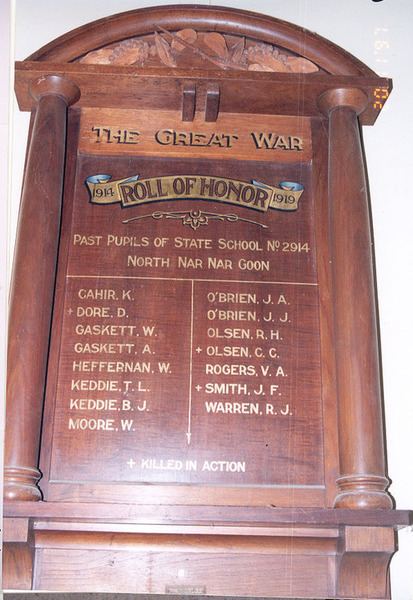 Nar Nar Goon North State School Honour Roll (First World War)