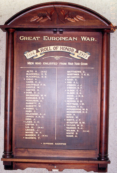 Nar Nar Goon Area Honour Roll (First World War)