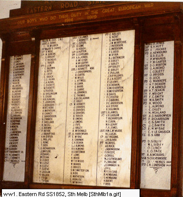 Eastern Road State School Honour Roll (South Melbourne) (First World War)