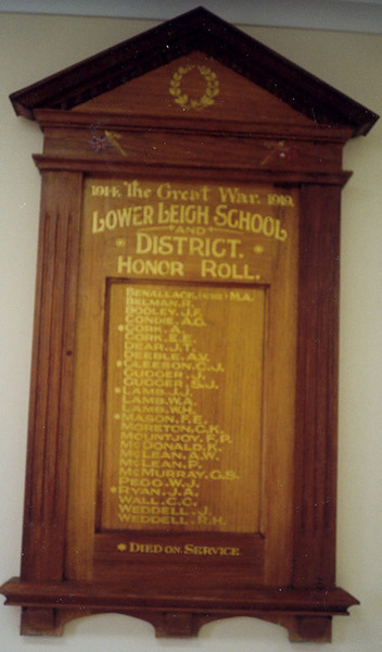 Lower Leigh Honour Roll (First World War)