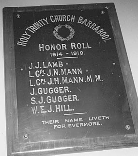 Barrabool Holy Trinity Church Honour Roll (First World War)