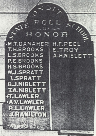 Ondit School Honour Roll (First World War)