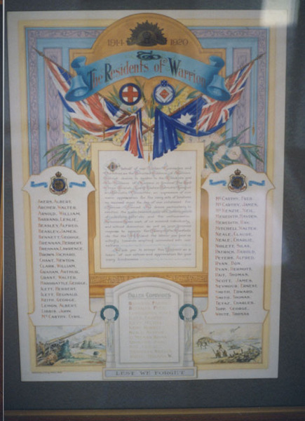 Warrion District Honour Roll (First World War)