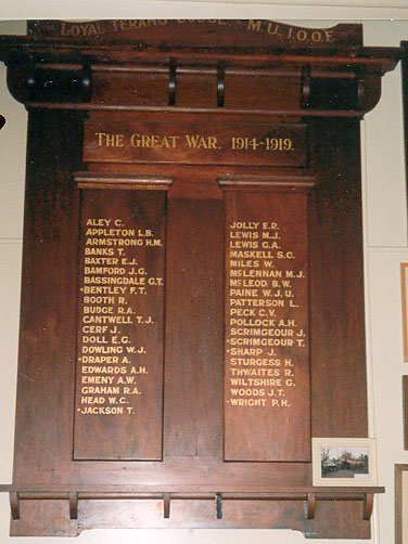 Terang MUIOOF Lodge Honour Roll (First World War)