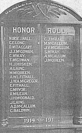 Beazleys Bridge Honour Roll (First World War)