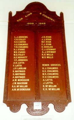 Mysia War Memorial School Honour Roll (Second World War)