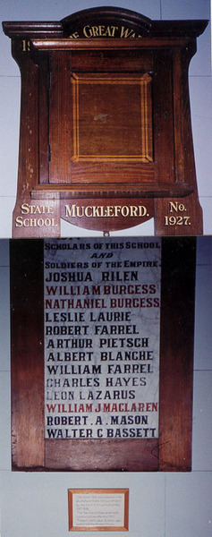 Muckleford State School Honour Roll (First World War)
