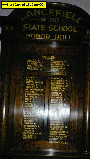 Lancefield State School Honour Roll (First World War)