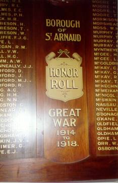 St Arnaud Borough Town Hall Honour Roll (First World War)