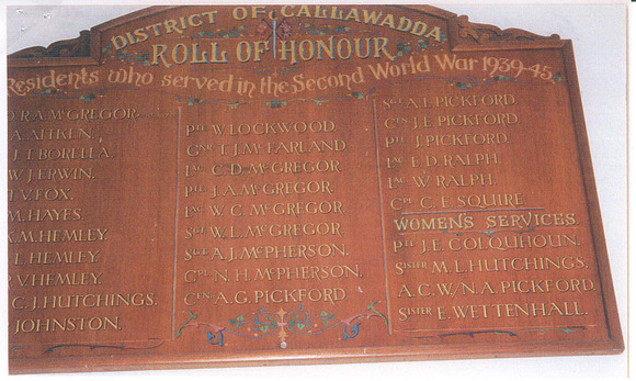 Callawadda Honour Roll (Second World War)