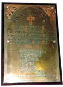 Tungamah Anglican Church Honour Roll (First World War)