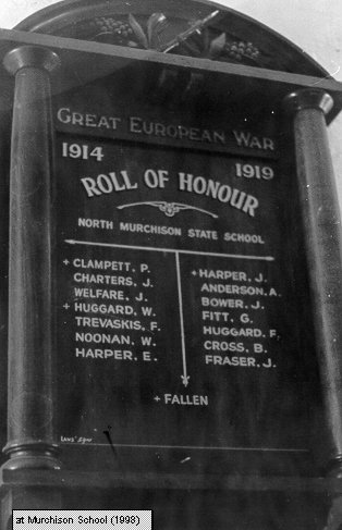 Murchison North School Honour Roll (First World War)