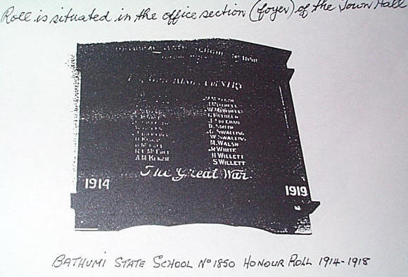 Bathumi State School Honour Roll (First World War)
