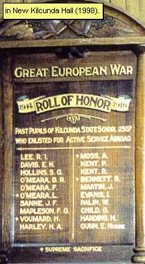 Kilcunda State School Honour Roll (First World War)