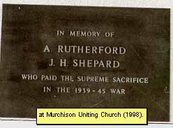 Murchison Presbyterian Church Honour Roll (Second World War)