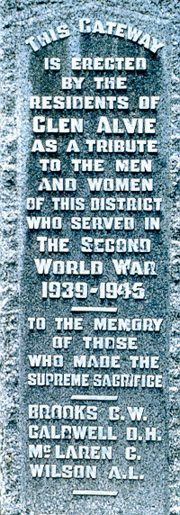 Glen Alvie District Honour Roll (Gate) (Second World War)
