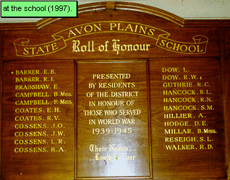 Avon Plains State School Honour Roll (Second World War)