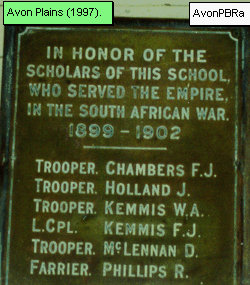 Avon Plains State School Honour Roll (Boer War)