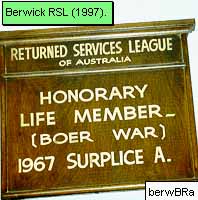 Berwick Honour Roll (Boer War)