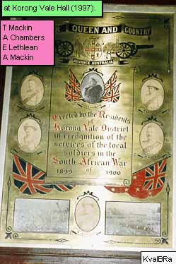 Korong Vale Honour Roll (Boer War)